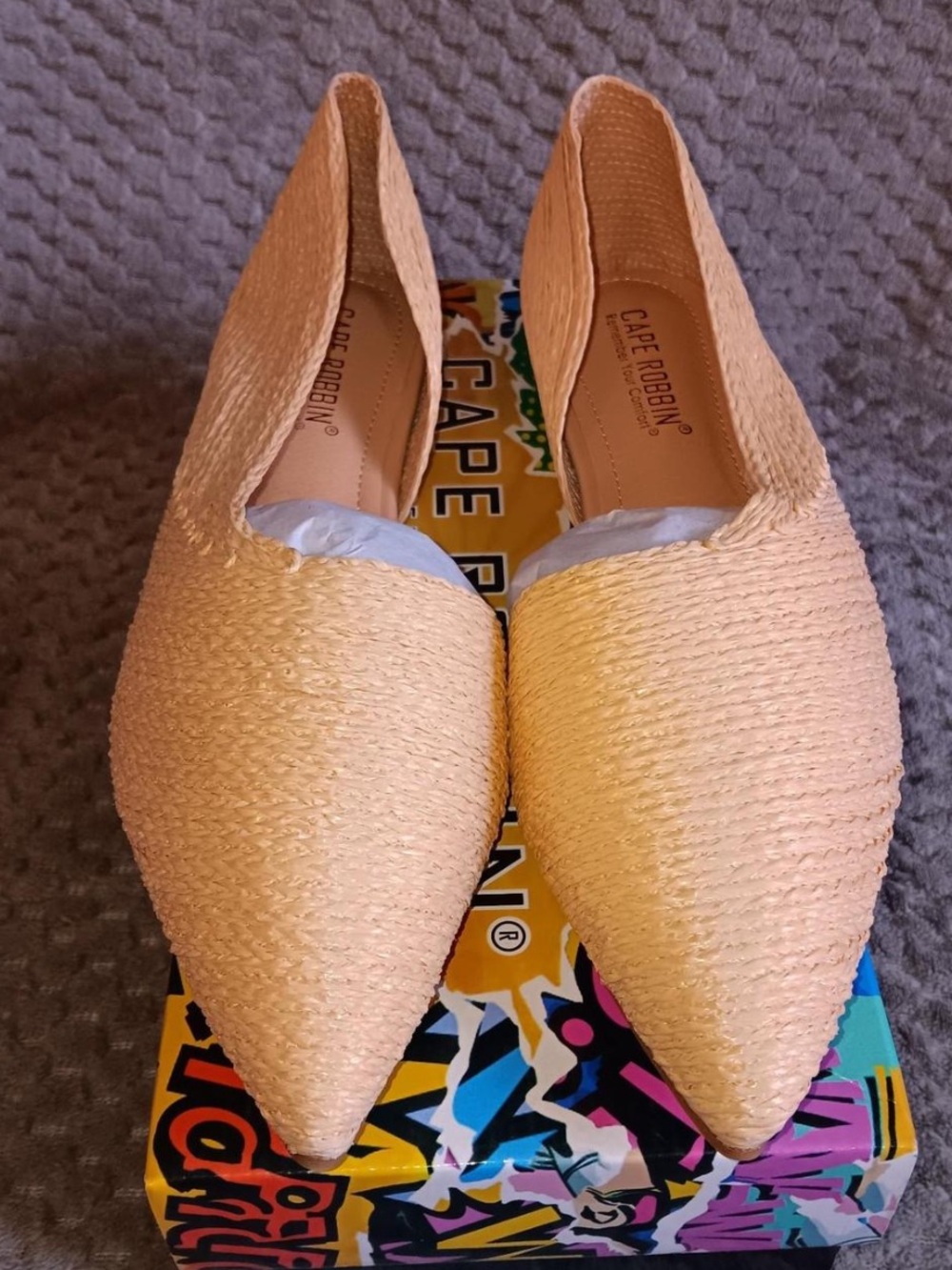 Raffia Woven Pointed Flats